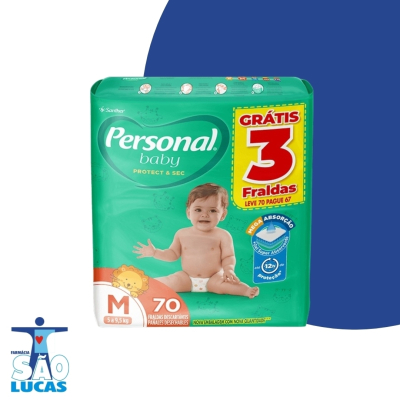 Fralda personal baby hiper m 70un