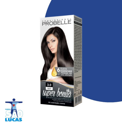 Tinta de cabelo probelle kit 3.0 castanho escuro