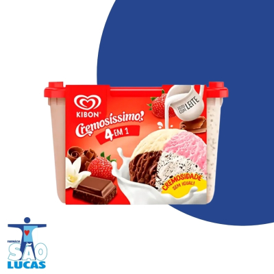 Pote de sorvete kibon Cremosíssimo 4 em 1 2l