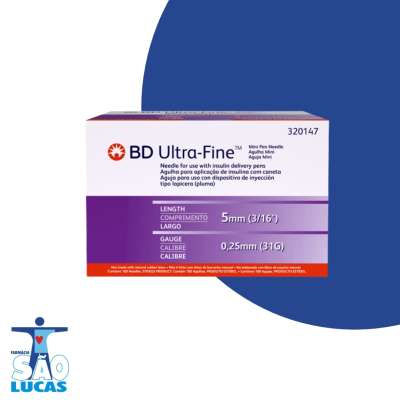 Agulha p/caneta bd u.fin 5mm 3/16, pbm