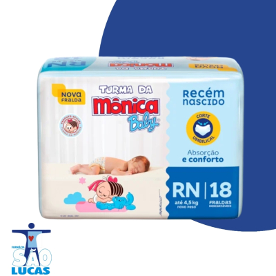 Fralda turma da monica baby jumbinho rn 18un