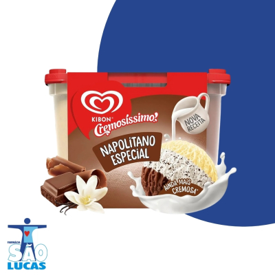 Pote de sorvete kibon Cremosíssimo trisabor creme chocolate flocos 2l