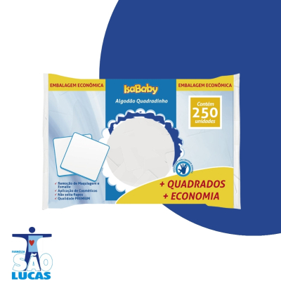Algodao quadradinho isababy 250un