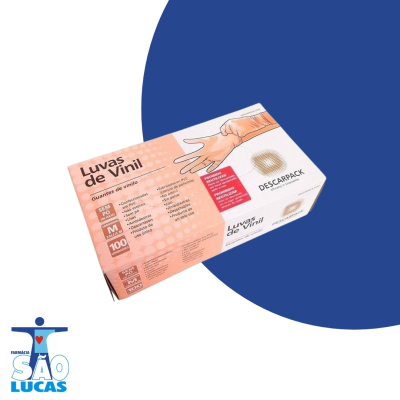 Caixa luva vinil desc descarpack tam m par
