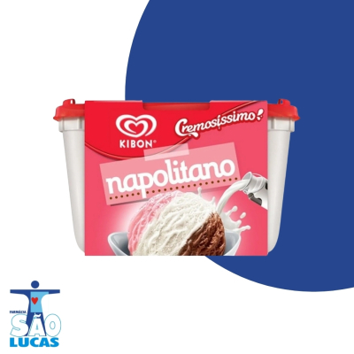 Pote de sorvete kibon Cremosíssimo napolitano 1.5l