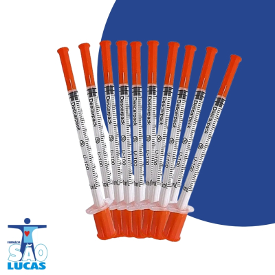 Seringar Descartável esteril p/insulina 1ml pct 10un