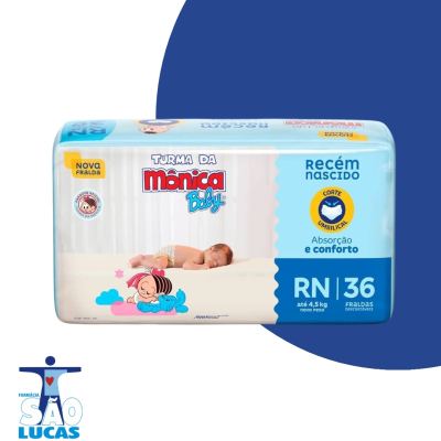 Fralda turma da monica baby jumbo rn 36un