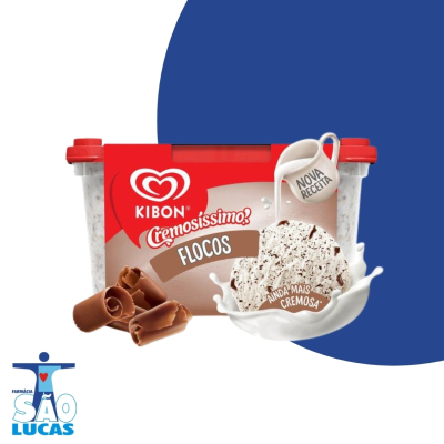Pote de sorvete kibon Cremosíssimo flocos 1.5l