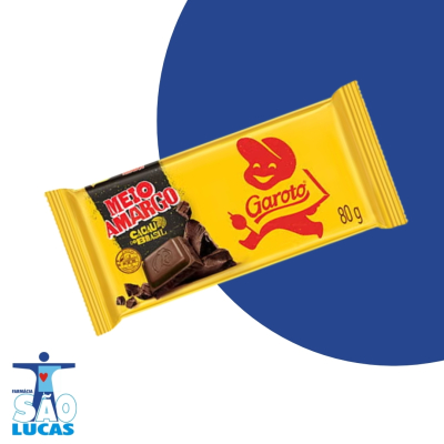 Barra de chocolate garoto meio amargo tbl 80gr