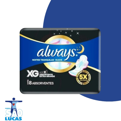 Absorvente always noites tranq c/abas xg 8un